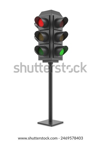 Traffic light on a white background. 3d illustration.