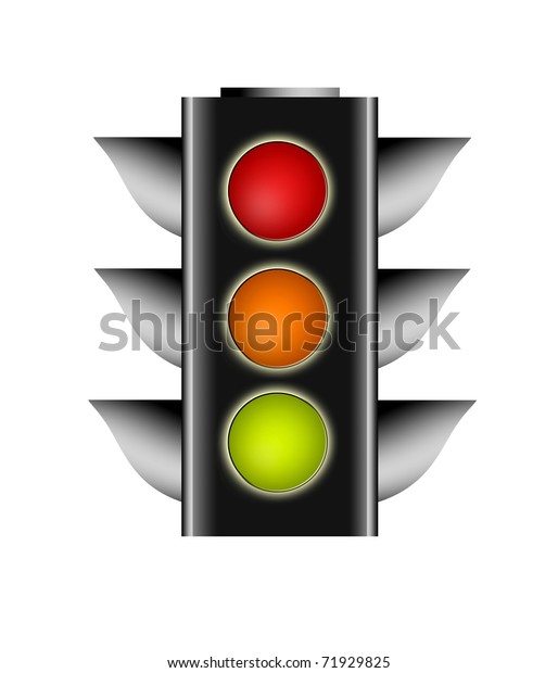 Traffic light semaphore over\
white\
background.Illustration