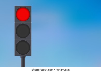 Traffic lights with red light on.   illustration on sky background. Raster version - Shutterstock ID 404840896