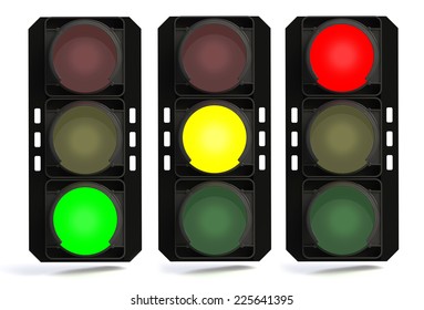 Traffic Lights Set Isolated On White Stock Illustration 225641395 ...