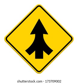 Traffic Sign Lanes Merging Isolated