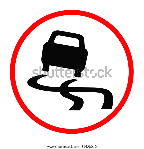 Traffic Sign Warning Car Out Control Stock Illustration 61428010