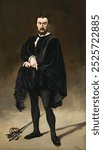 The Tragic Actor (Rouviere as Hamlet) (1866) painting in high resolution by Edouard Manet. Vintage Tragic Actor art illustration, edouard Manet