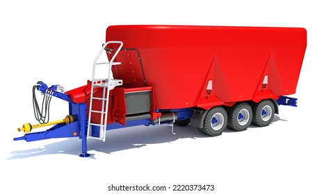 Trailed Feed Mixer Farm Equipment 3D Rendering On White Background