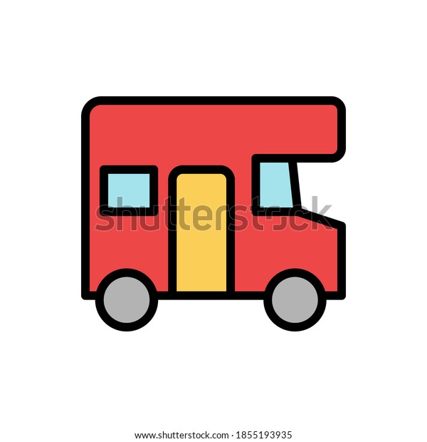 Trailer, bus icon. Simple color with outline\
illustration elements of camping icons for ui and ux, website or\
mobile\
application