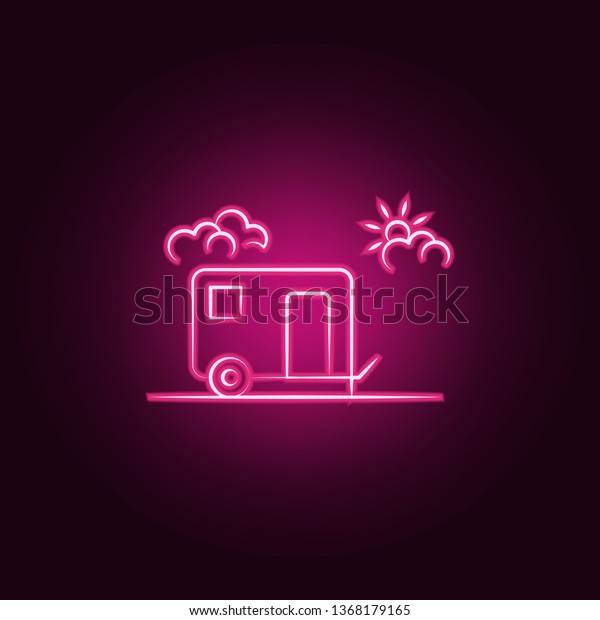 trailer
house on wheels neon icon. Elements of travel set. Simple icon for
websites, web design, mobile app, info
graphics