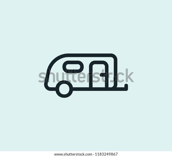 Trailer icon line isolated on\
clean background. Trailer icon concept drawing icon line in modern\
style.  illustration for your web mobile logo app UI\
design.