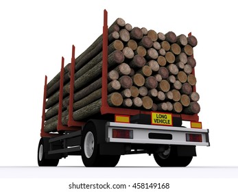 Trailer loaded with logs 3d rendering
