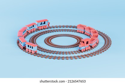 Train Circular Train Track 3d Rendering Stock Illustration 2126547653