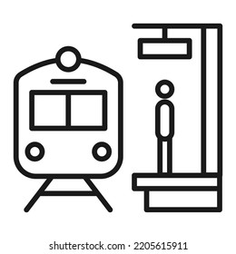 Train Station Platform Line Icon. Railway Or Train Stop Illustration