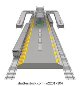 Train Station View Above Isolated On White 3d Rendering