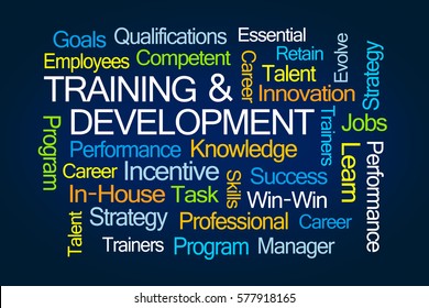 Training Development Word Cloud On Blue Stock Illustration 577918165 ...