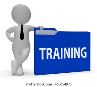 Training Folder Online Education Virtual Internet Lessons Means Web E-learning At College Or University Level Or Corporate Skills Coaching And Instruction
