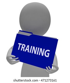 Training Folder Online Education Virtual Internet Lessons Means Web E-learning At College Or University Level Or Corporate Skills Coaching And Instruction