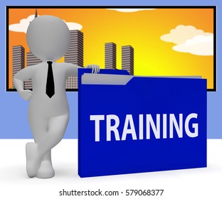 Training Folder Online Education Virtual Internet Lessons Means Web E-learning At College Or University Level Or Corporate Skills Coaching And Instruction