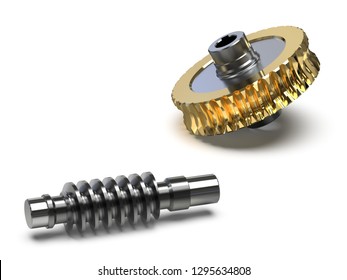 Training image of the worm gear assembly isolated on white background, 3d rendering