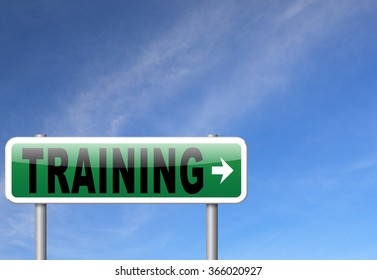 training learning for knowledge and wisdom or physical fitness sport practice work out or education with text and word concept  
