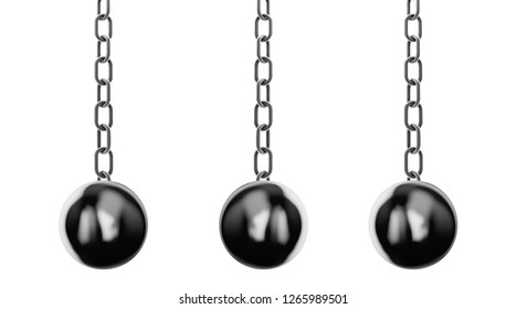 Training weights metal object chain end, 3d render illustration