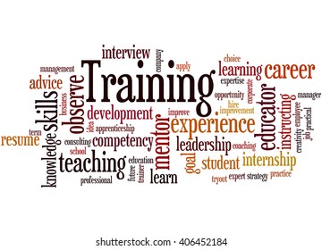 Training, word cloud concept on white background.