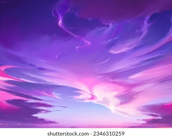 Tranquil and Atmospheric Landscape with Dramatic Sky and Multi-Colored Clouds