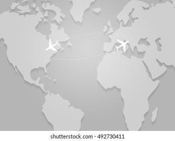 Transatlantic Flight Paths On Map