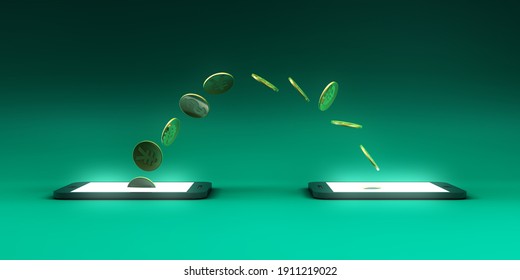 Transfer Money On Mobile Smartphone As An Electronic Transaction 3d Render