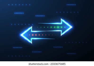 Transfer. Two left right arrows with green and red dots. Data receive, Digital money send, Currency exchange sign. Web trade symbol. File backup, logistic move, big change logo. 