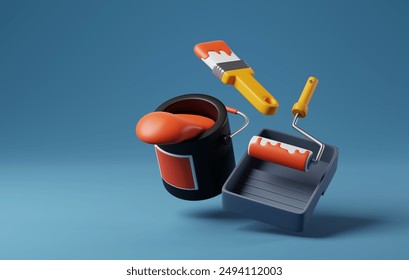 Transform spaces of paint roller symbol of creativity and home renovation. Perfect for DIY projects, interior design, and artistic concepts. 3D render illustration 