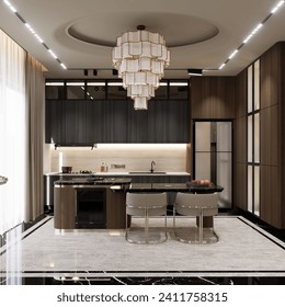 Transform your kitchen into a masterpiece with our commercial house kitchen interior illustration. Sleek design, modern functionality the perfect blend for culinary excellence. Elevate your space now!