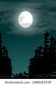 Transform your outdoor space into a breathtaking nightscape with our landscape design! Picture a serene forest under a starry sky, with a glowing moon casting its light over the trees. Imagine walking