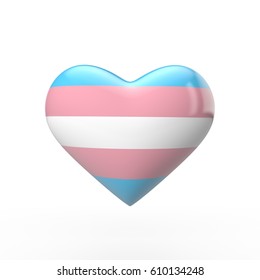 Transgender Flag Heart. 3D Rendering