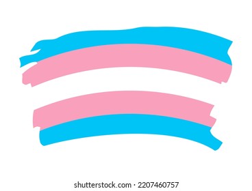 Transgender Grunge Pride Flag Illustration. Transgender Paint Brush Flag Icon Isolated On A White Background. Symbol Of The Transgender Community Design Element