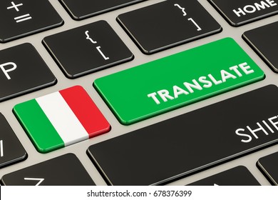 Translate Concept On Keyboard With Italian Flag, 3D Rendering