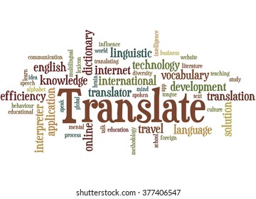 Translate, word cloud concept on white background.