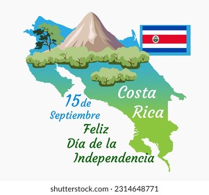 Translation: 15 of September, Costa Rica, Happy Independence day. Art illustration - Powered by Shutterstock