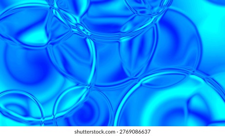 Translucent blue bubble circles with glossy layered abstract shapes and depth.