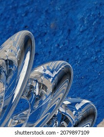 Translucent White And Blue Glass Mobius Ring