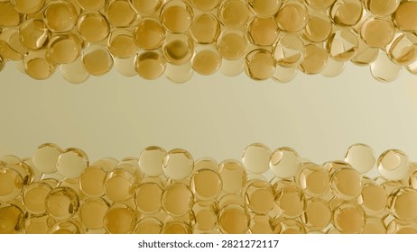 A translucent yellow spheres create visually appealing pattern, showcasing light reflections and textures. arrangement evokes