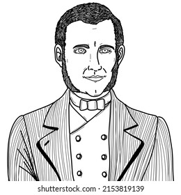 Transparent Background Line Art Drawing Of William B. Travis