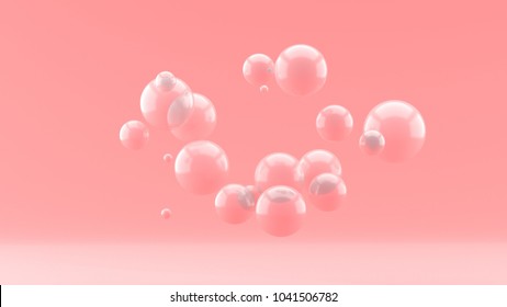 Transparent Ball Float On A Pink Background.-3d Render.