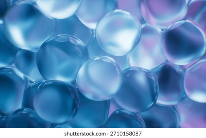 Transparent blue bubbles background, 3d rendering. 3D illustration.
