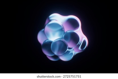 Transparent blue bubbles background, 3d rendering. 3D illustration.