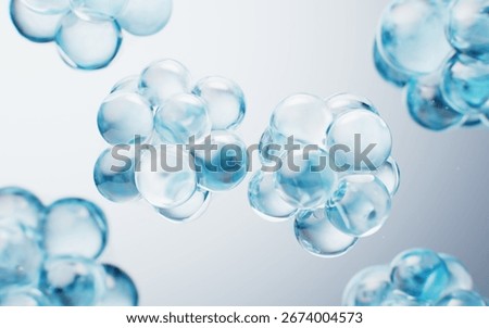 Transparent blue bubbles background, 3d rendering. 3D illustration.