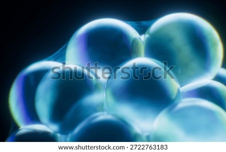 Transparent blue bubbles background, 3d rendering. 3D illustration.