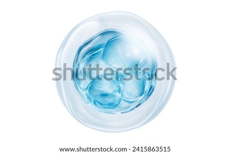 Transparent blue liquid bubble, 3d rendering. 3D illustration.