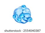 Transparent blue molecule and water bubbles, 3d rendering. 3D illustration.