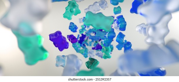 Transparent Blue Sweet Gummy Bears Falling Background 