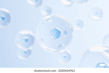 Transparent cell and biotechnology   cosmetic concept  3d rendering  Digital drawing 