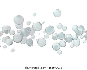 Transparent colored balls, bubbles on a white background. 3d render illustration