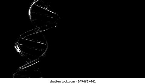 Transparent double helix 3D DNA with black background